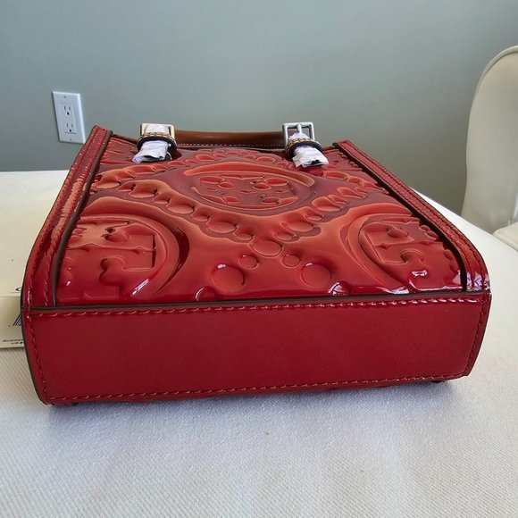 Tory Burch T Monogram Puffy Patent Leather Mini Tote & Crossbody Tory Red NWT - Picture 6 of 7